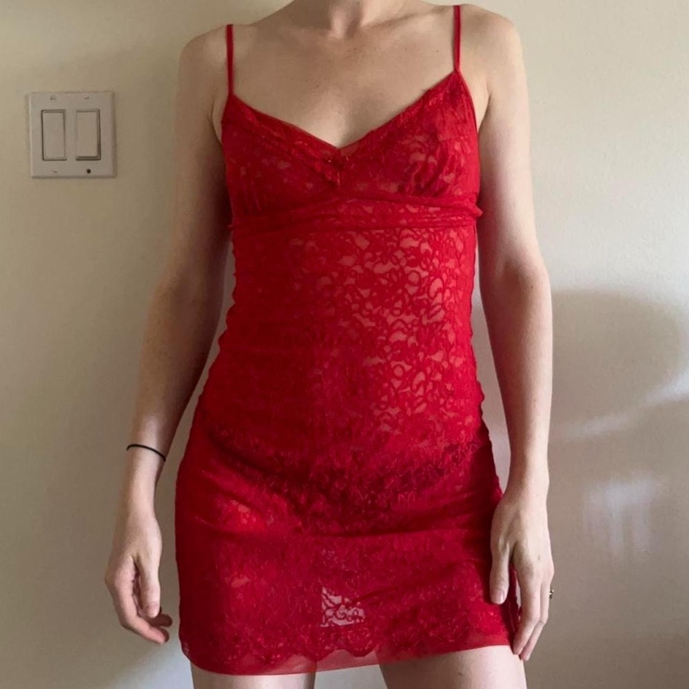Victoria's Secret Red Lace Dress with Spaghetti Straps